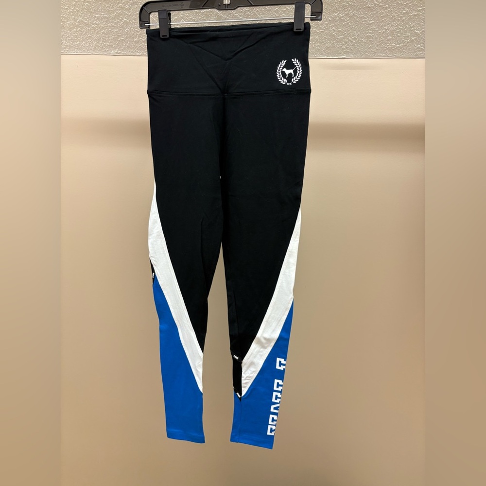 PINK Victoria's Secret Black and Blue Colorblock Leggings